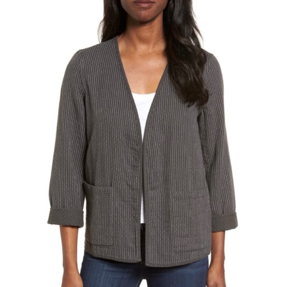Eileen Fisher • Reversible Organic Cotton Kimono Jacket charcoal grey - Picture 4 of 13